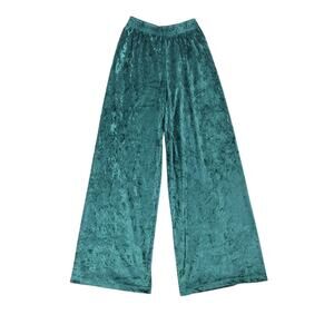 Vintage 90s Star Cody Dark Green Velvet Wide Leg Flowy Pants S